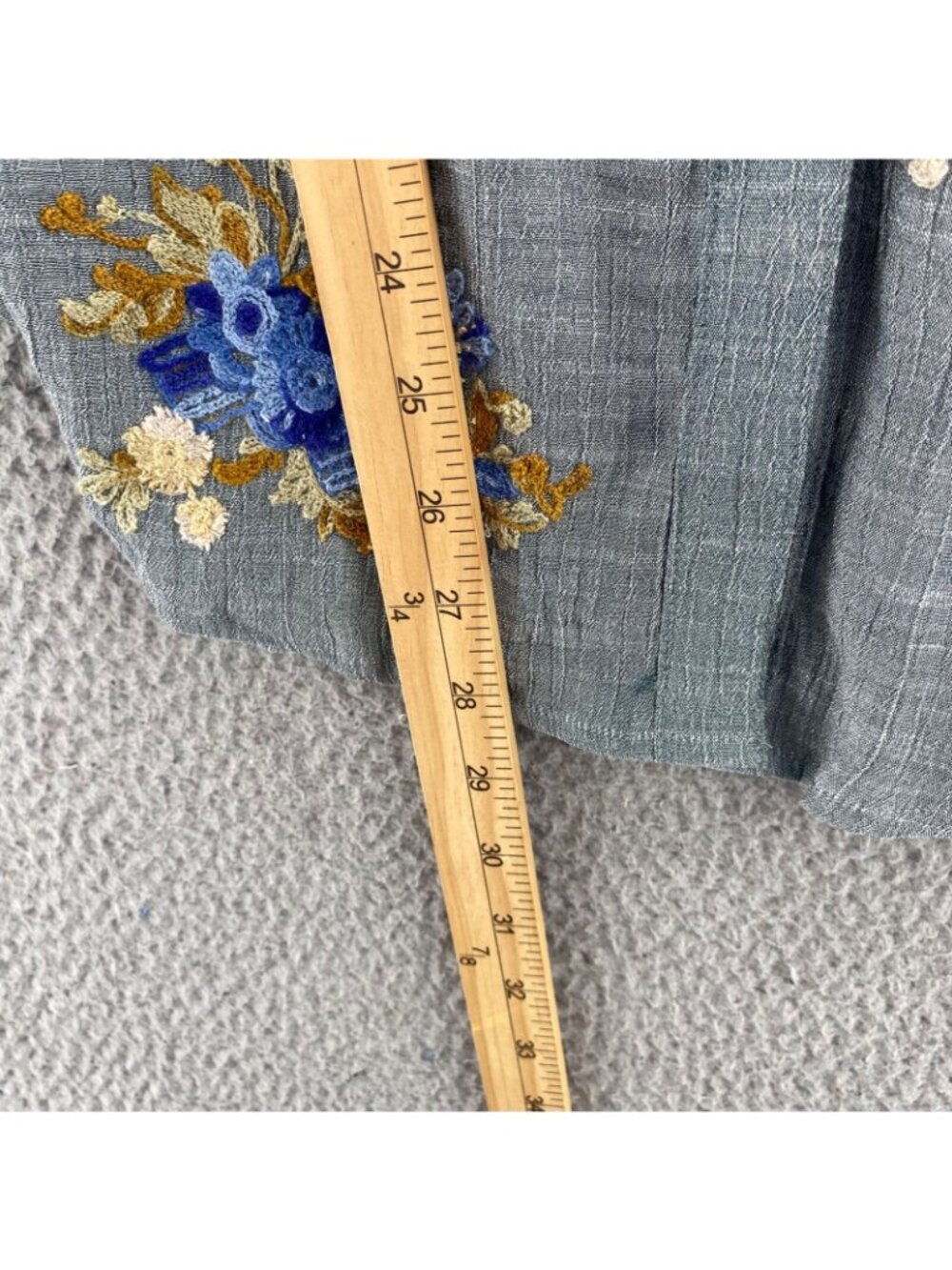 Figueroa & Flower Shirt Womens Small Gray Floral Embroidered Tunic Long Sleeve - Picture 10 of 11